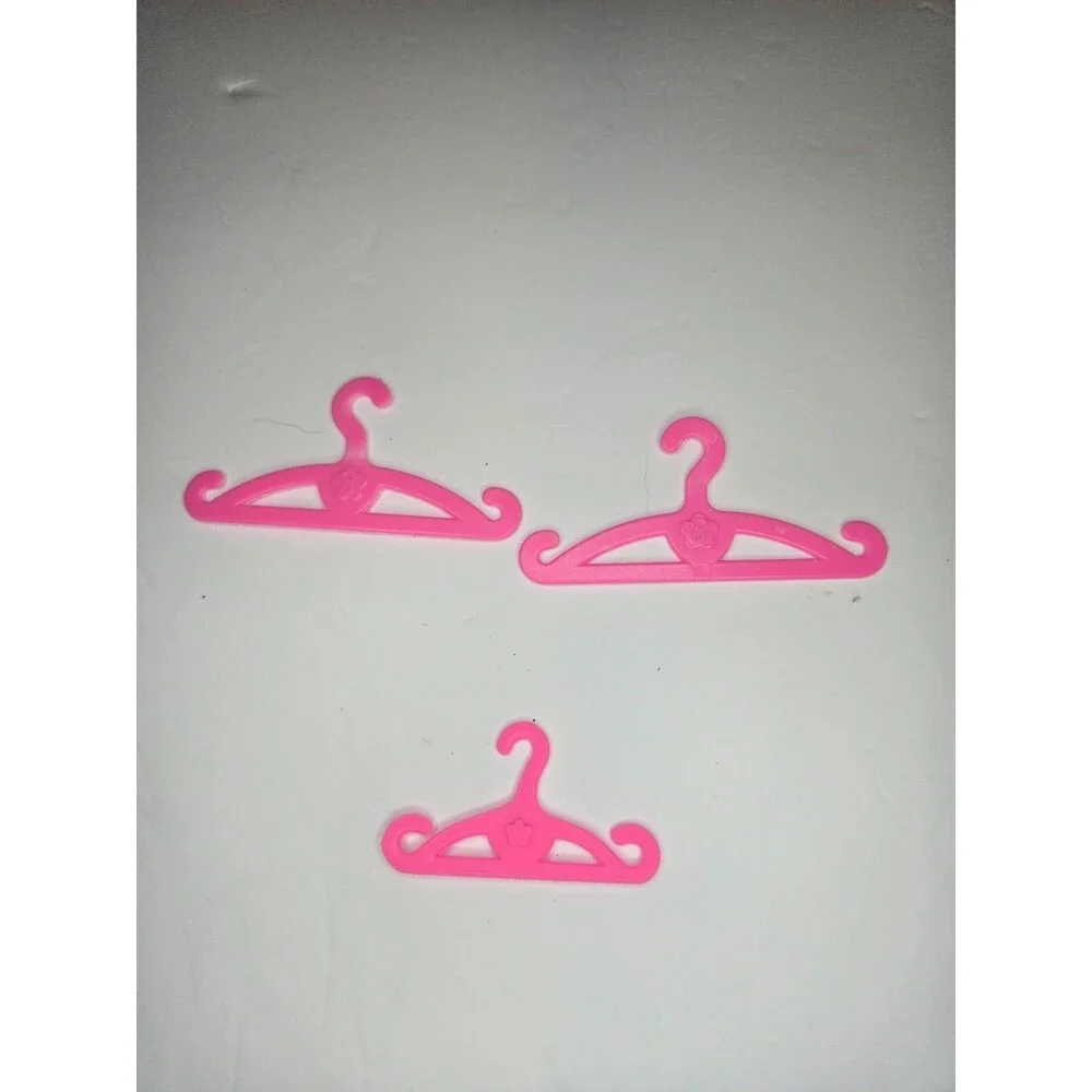Lot of 3 Barbie Hangers Hot Pink Doll Clothes